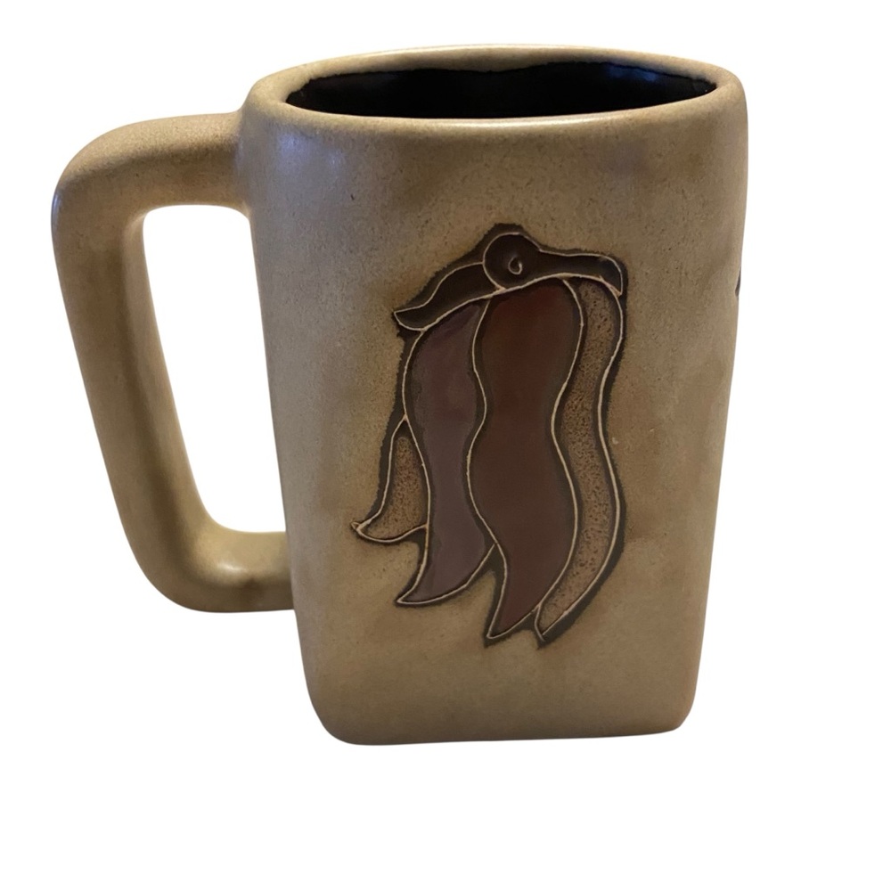 Mara Stoneware Mug Chili Peppers  Southwestern Pottery Vintage Signed Mexico